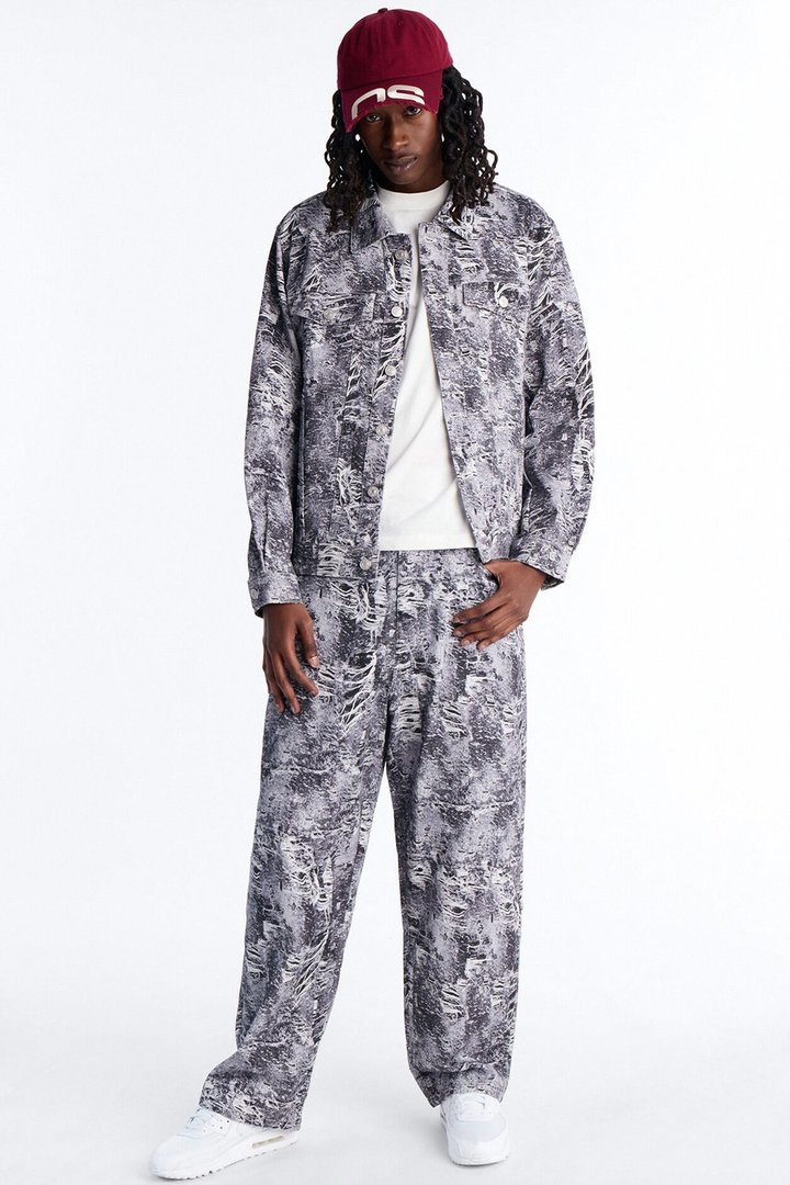 Ghost Distressed Printed Denim Jacket - Black