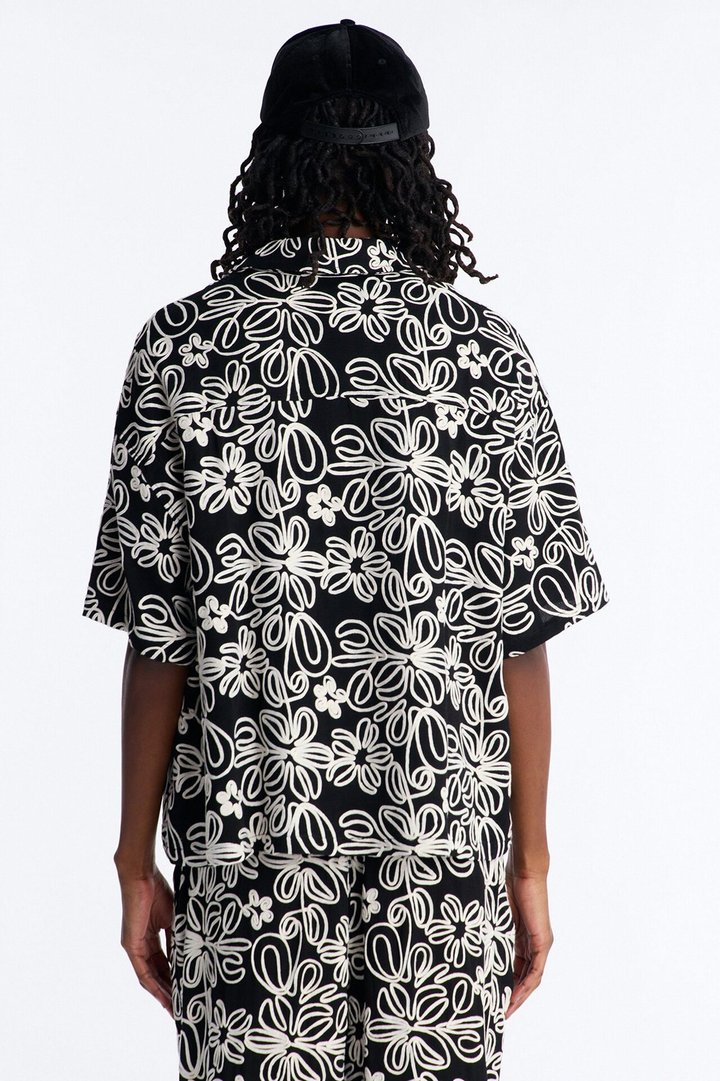 Desert Nights Cuban Collar Shirt - Black