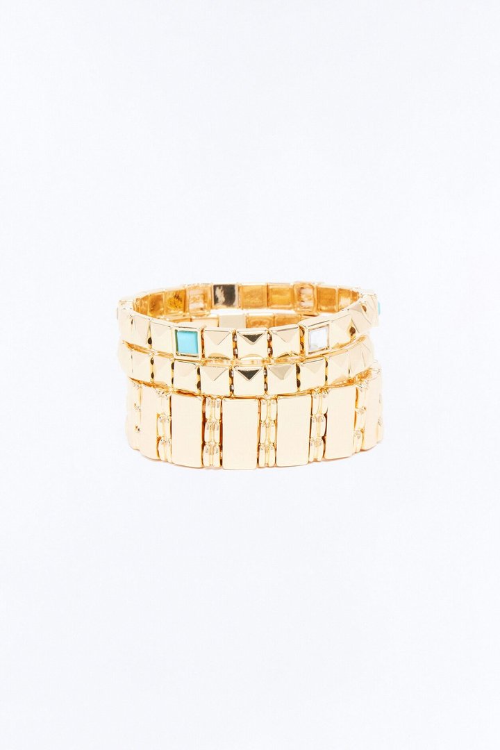 What A Stretch 3 Piece Bracelet Set - Gold