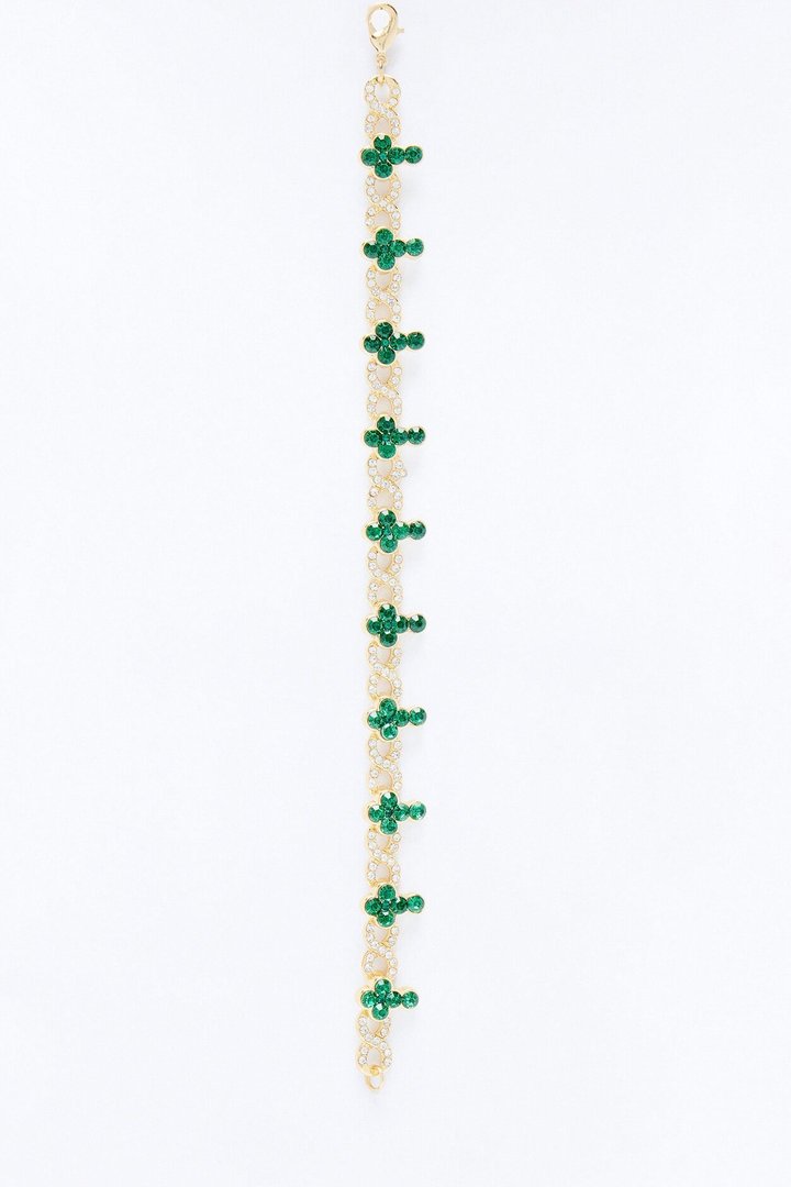 Eternal Emerald Cross Bracelet - Gold