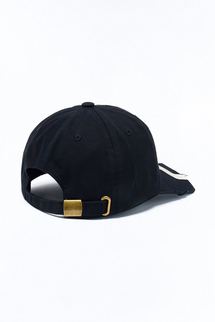 Graphic Shortened Brim Baseball Hat - Black