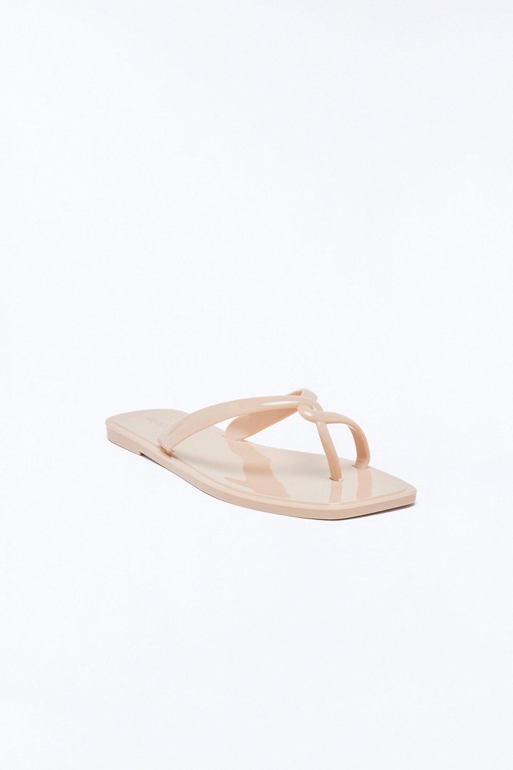 Joane Toe Ring Jelly Flip Flops - Nude