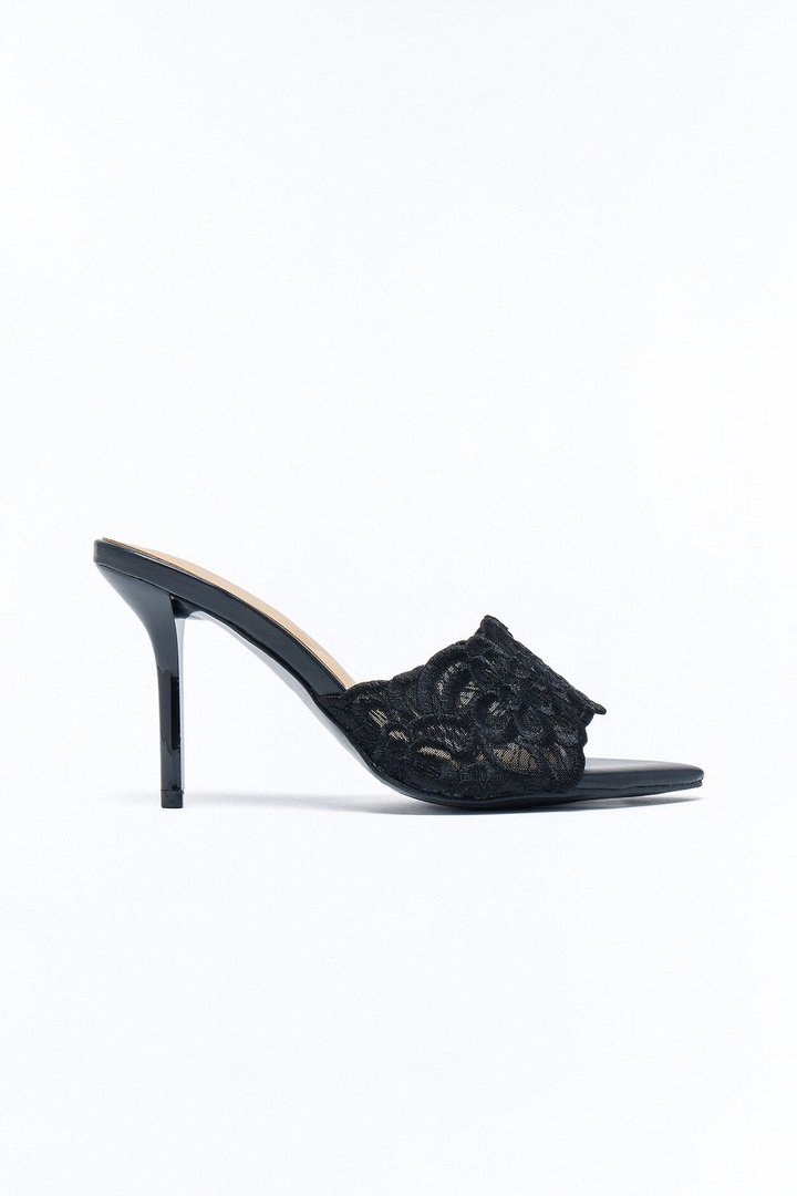Frey Lace Stiletto Heels - Black