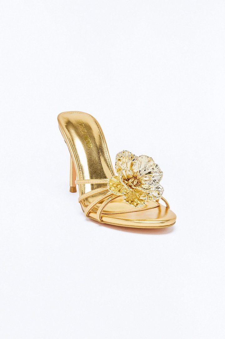 Iana Flower Stiletto Heels - Gold