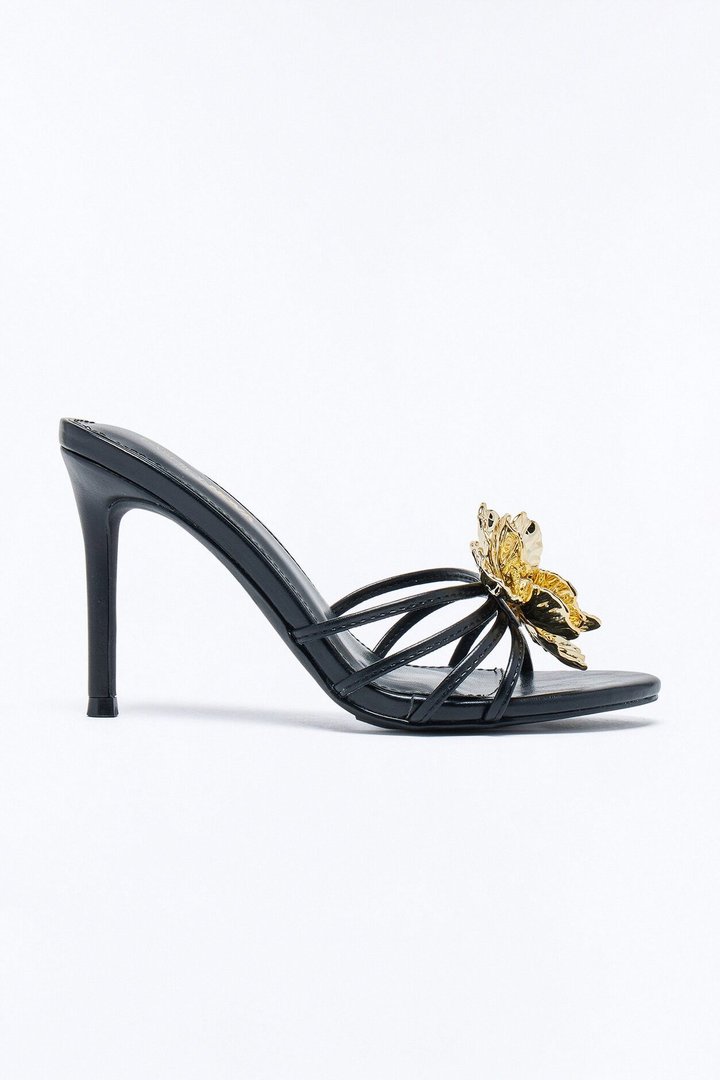 Iana Flower Stiletto Heels - Black