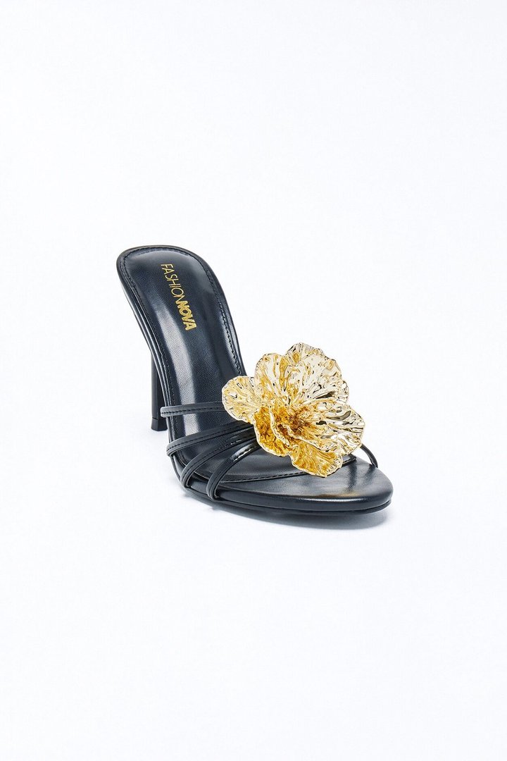 Iana Flower Stiletto Heels - Black