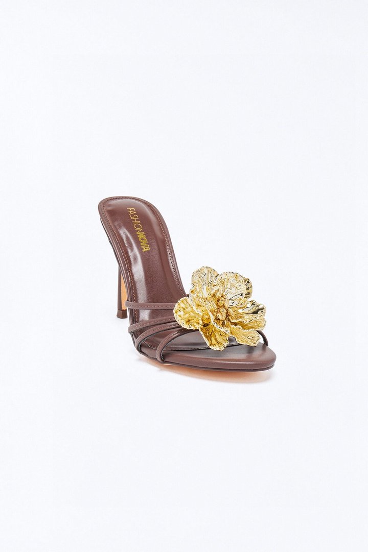 Iana Flower Stiletto Heels - Brown