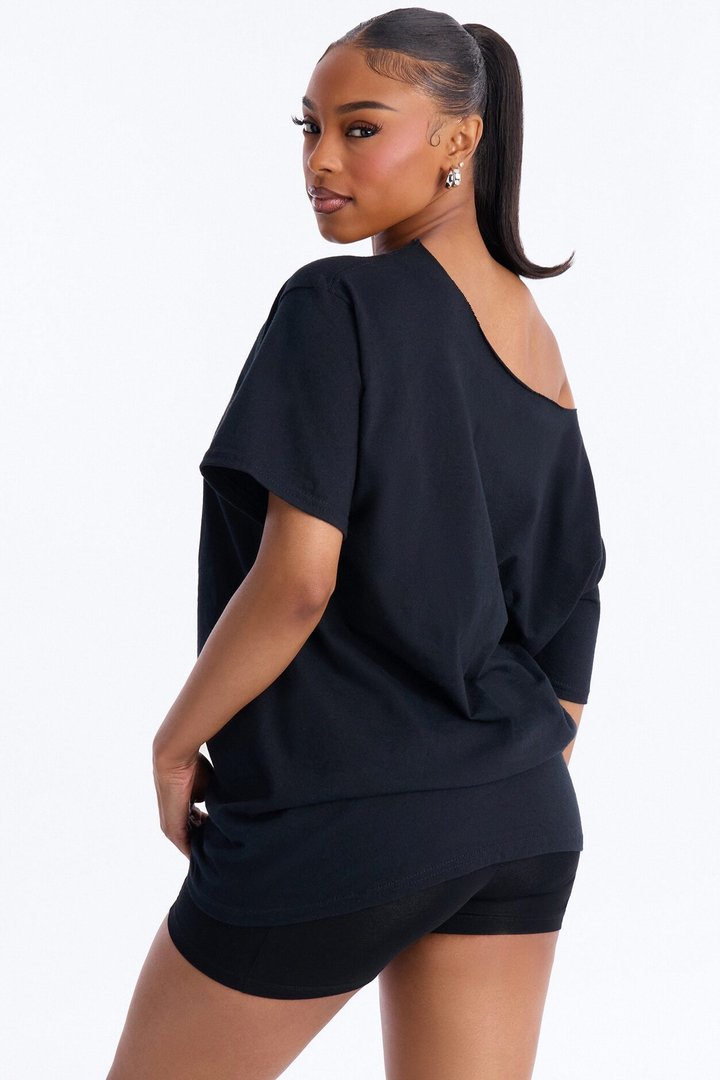 Only God Can Cancel Me Off Shoulder Tee - Black