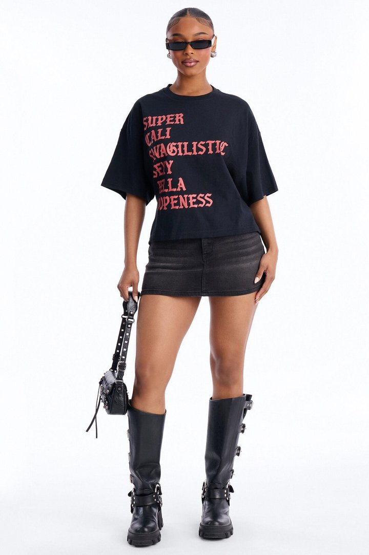 Super Cali Swagilistic Backless Tee - Black