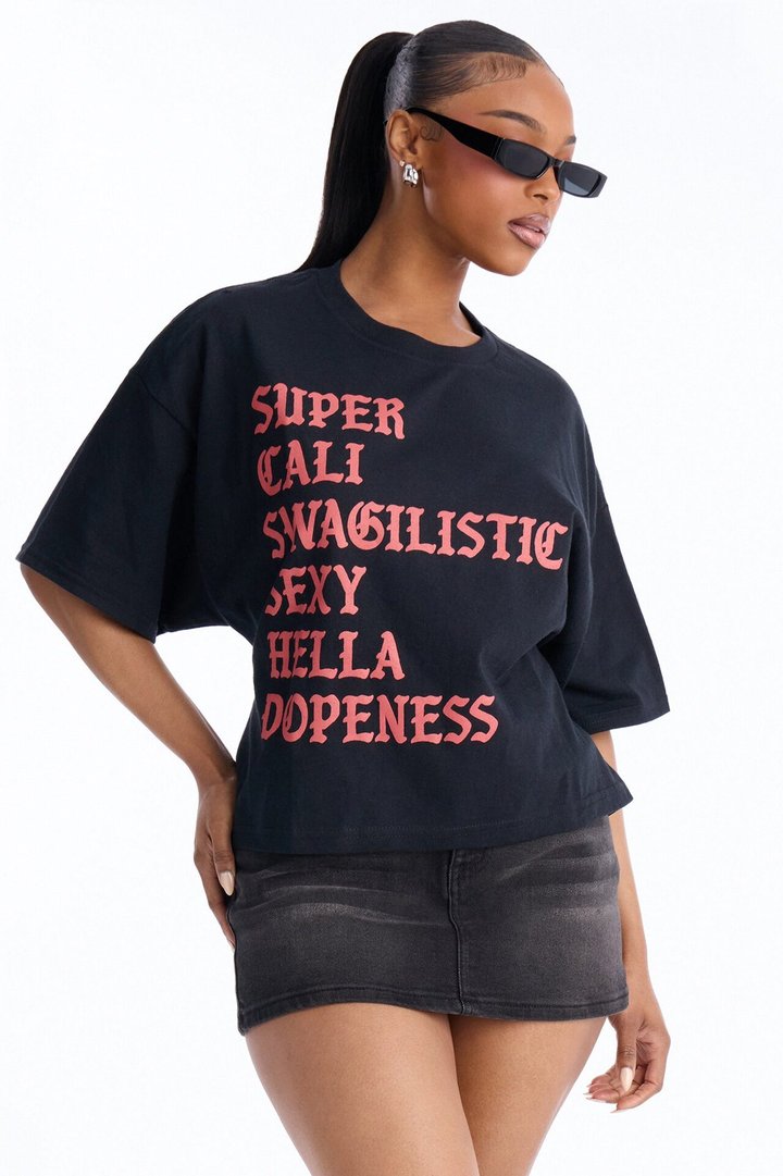 Super Cali Swagilistic Backless Tee - Black