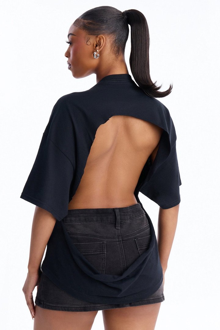 Super Cali Swagilistic Backless Tee - Black