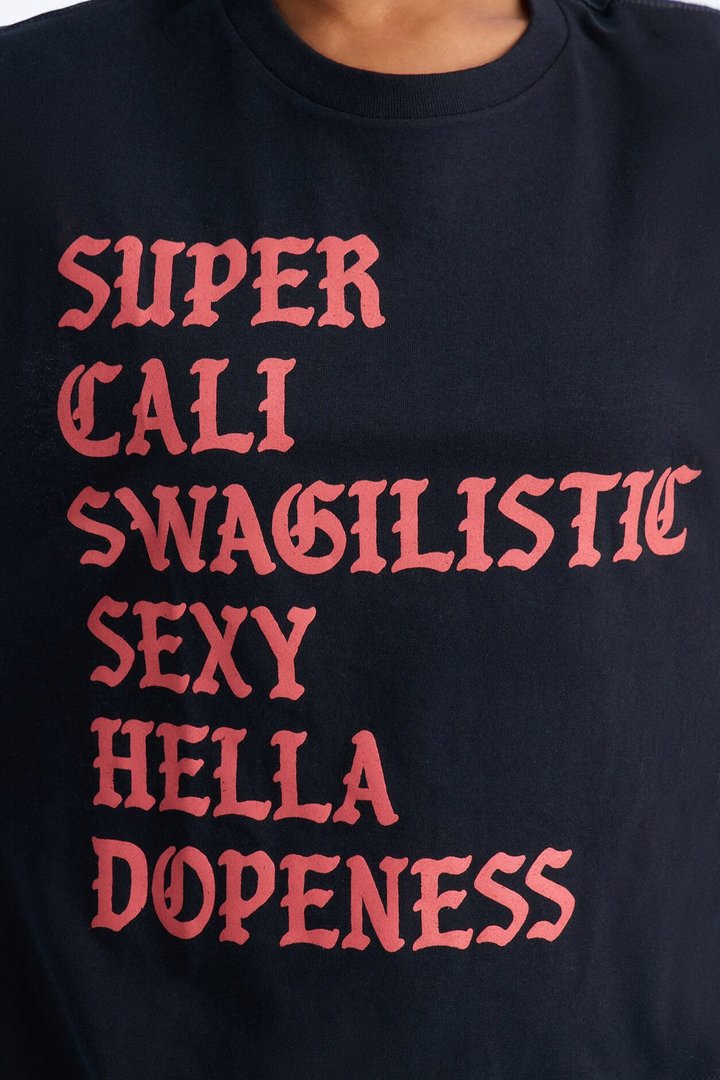 Super Cali Swagilistic Backless Tee - Black