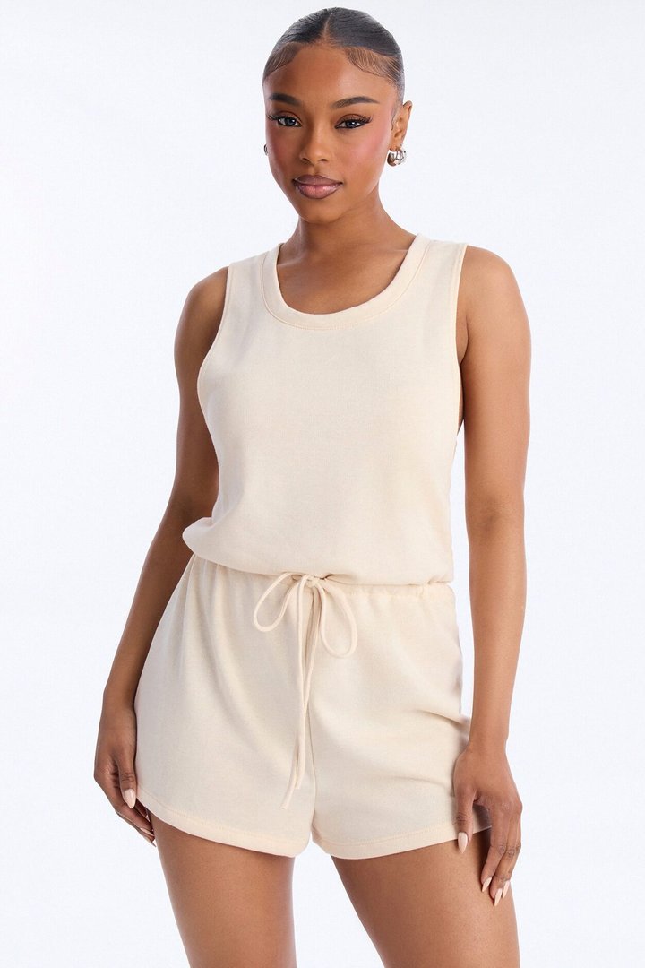 Weekend Chill French Terry Romper - Yellow