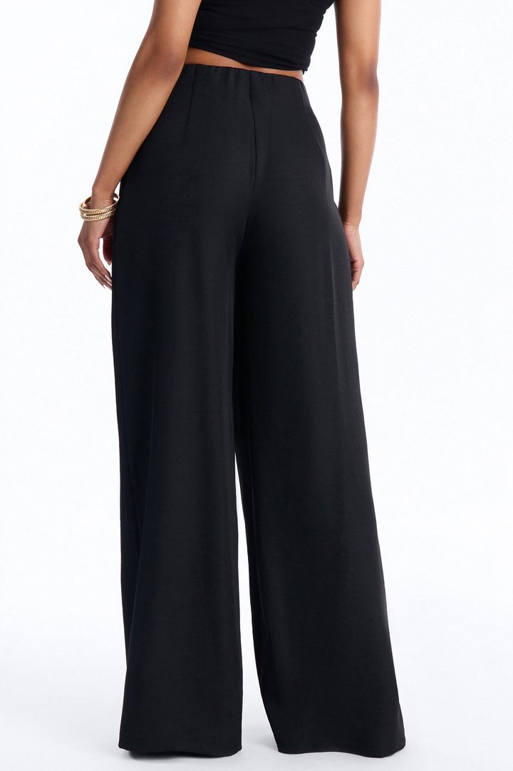 Valeria Pleated High Rise Wide Leg Pant 33″ - Black