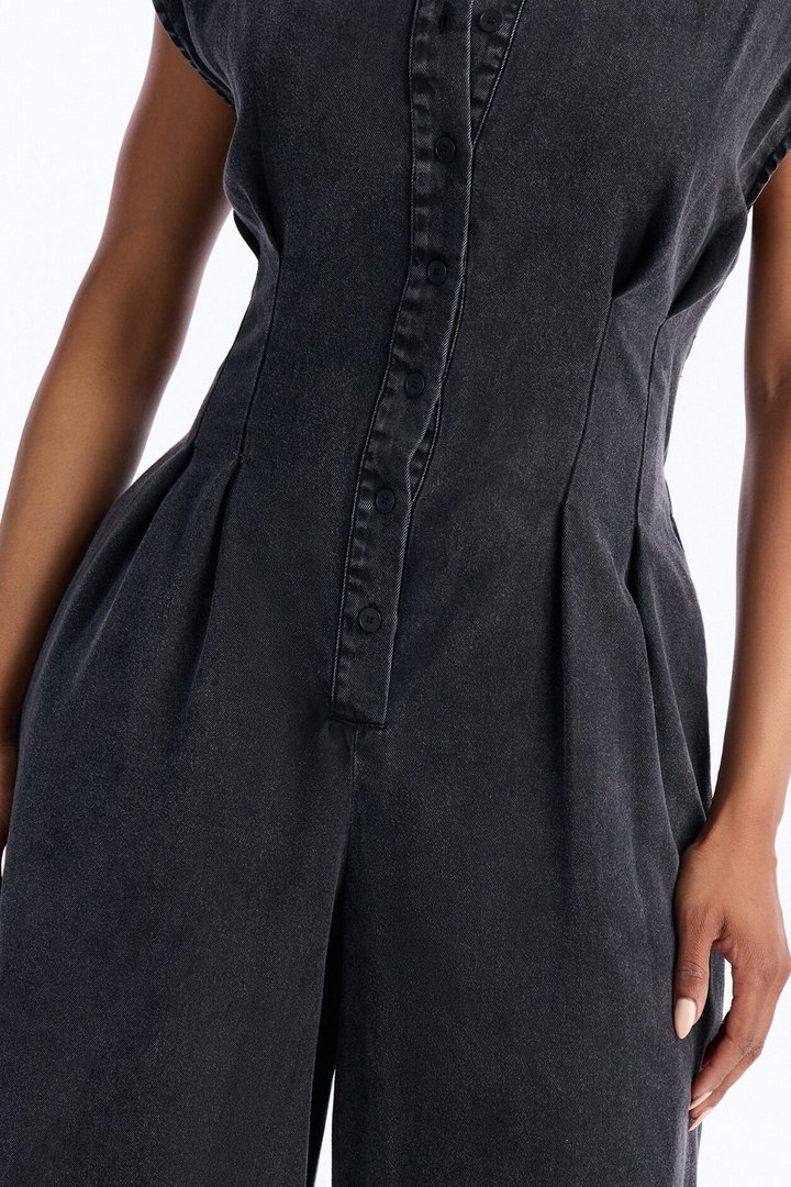 Astrid Chambray Jumpsuit - Black Wash