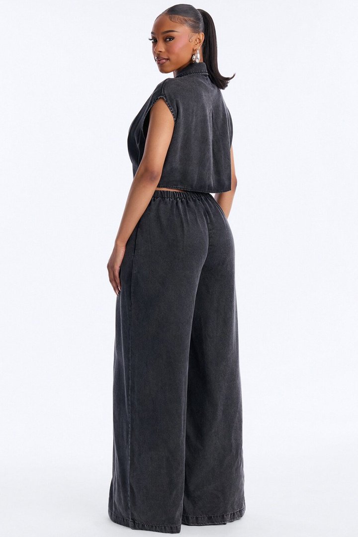 Astrid Chambray Jumpsuit - Black Wash