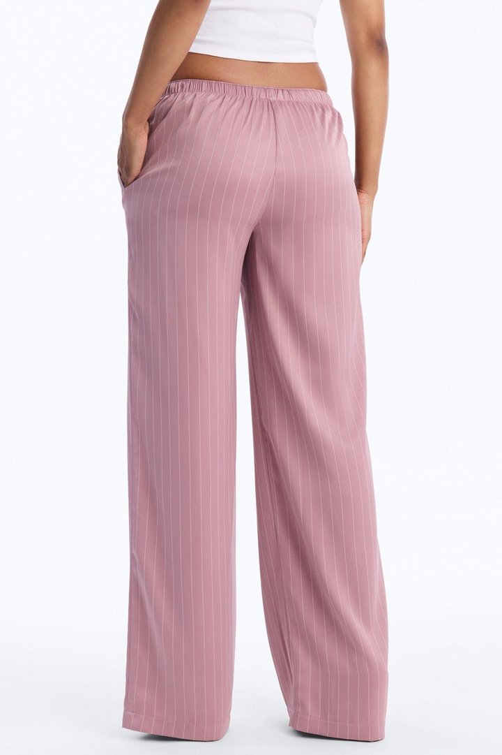 Lulu Pinstripe Satin Wide Leg Pant 32″ - Mauve