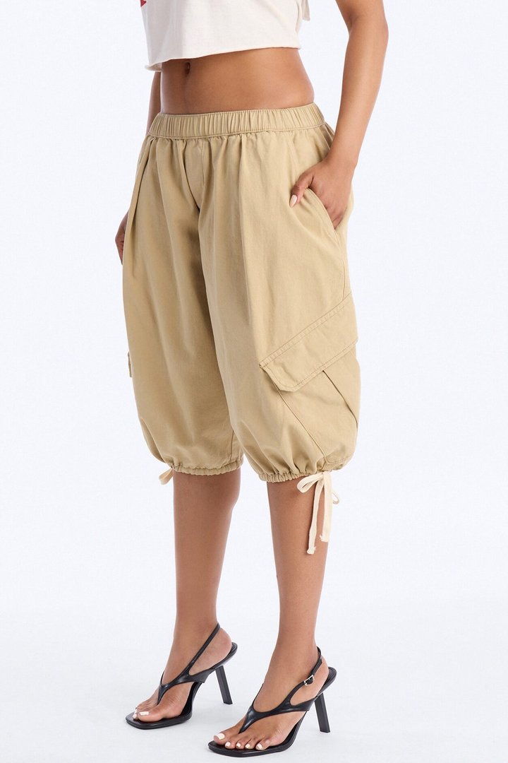 Carter Twill Cargo Bubble Hem Bermuda Short - Khaki