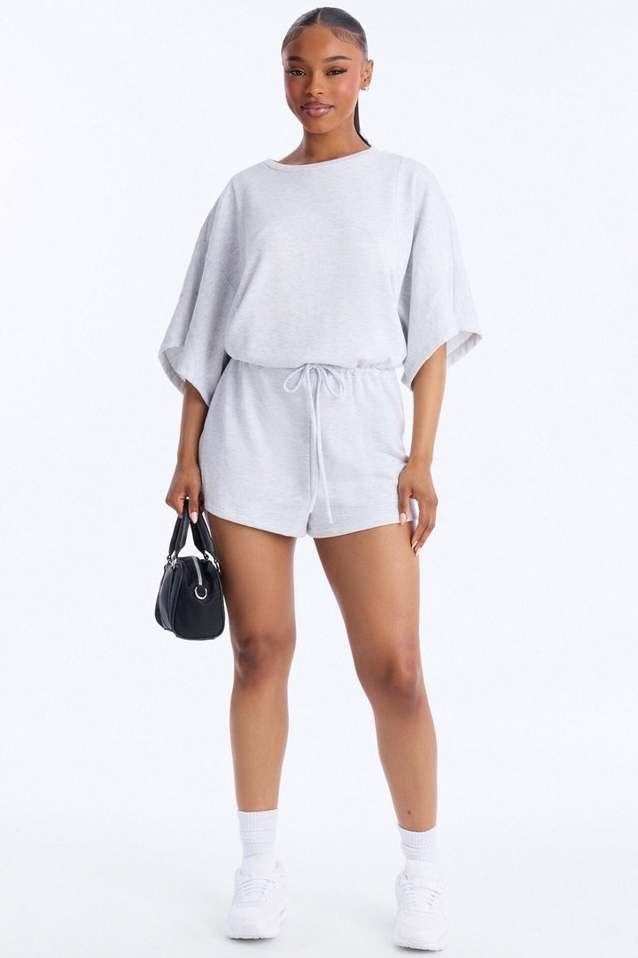Charlize French Terry Romper - Heather Grey