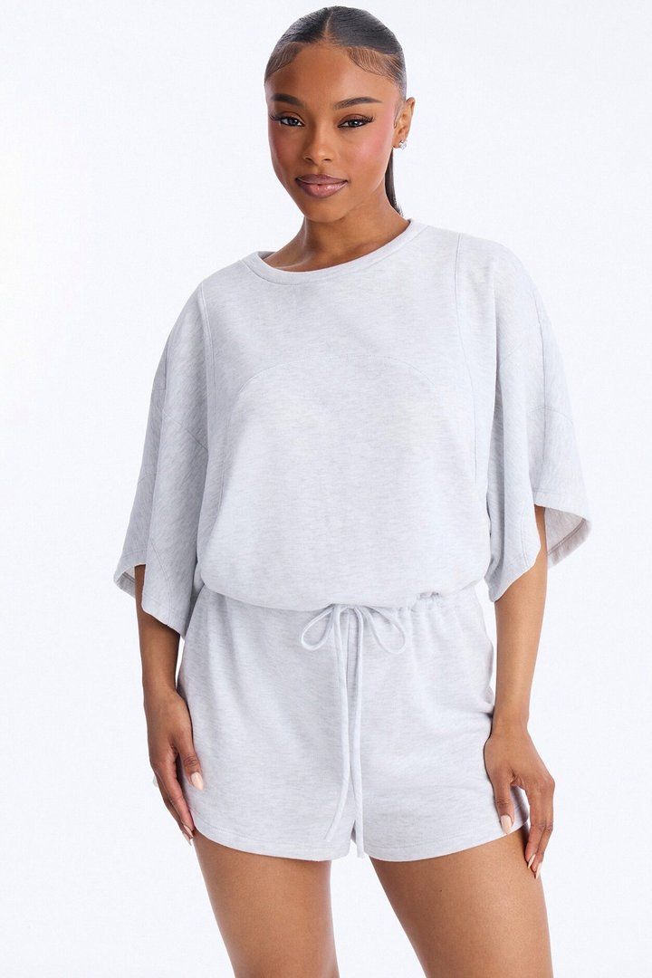 Charlize French Terry Romper - Heather Grey