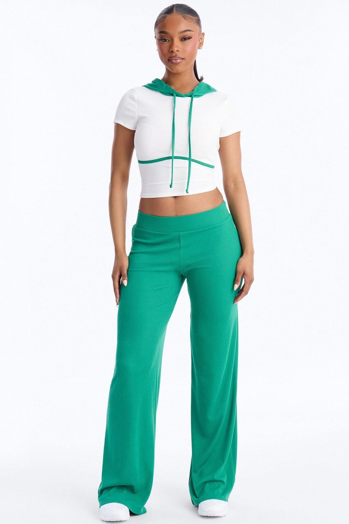 Scarlett Ribbed Pant Set - Kelly Green
