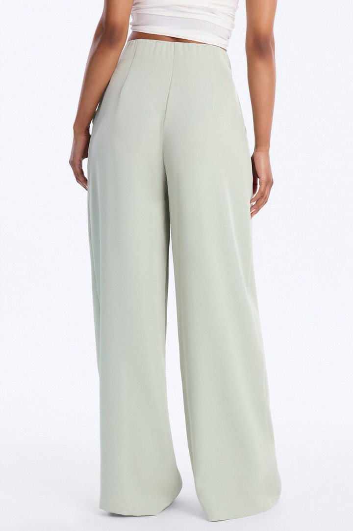 Valeria Pleated High Rise Wide Leg Pant 33″ - Sage