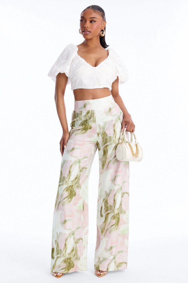 Fiona Floral Wide Leg Pant - Pink/combo
