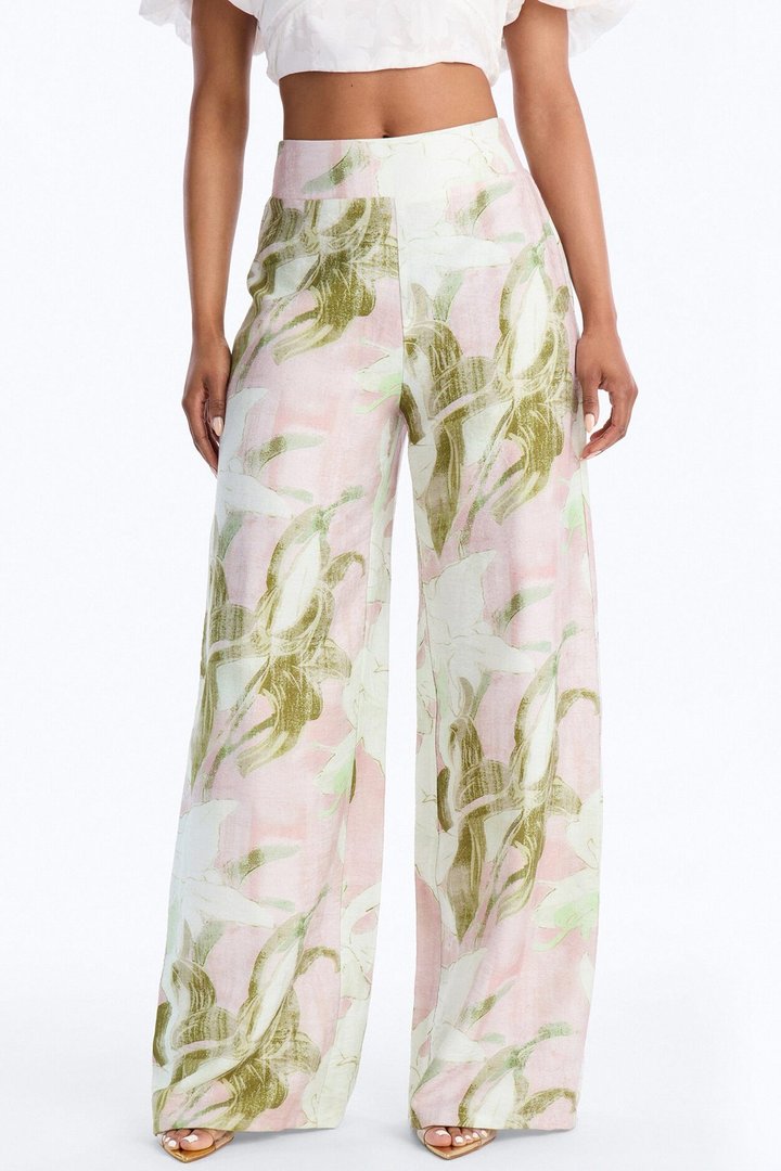 Fiona Floral Wide Leg Pant - Pink/combo