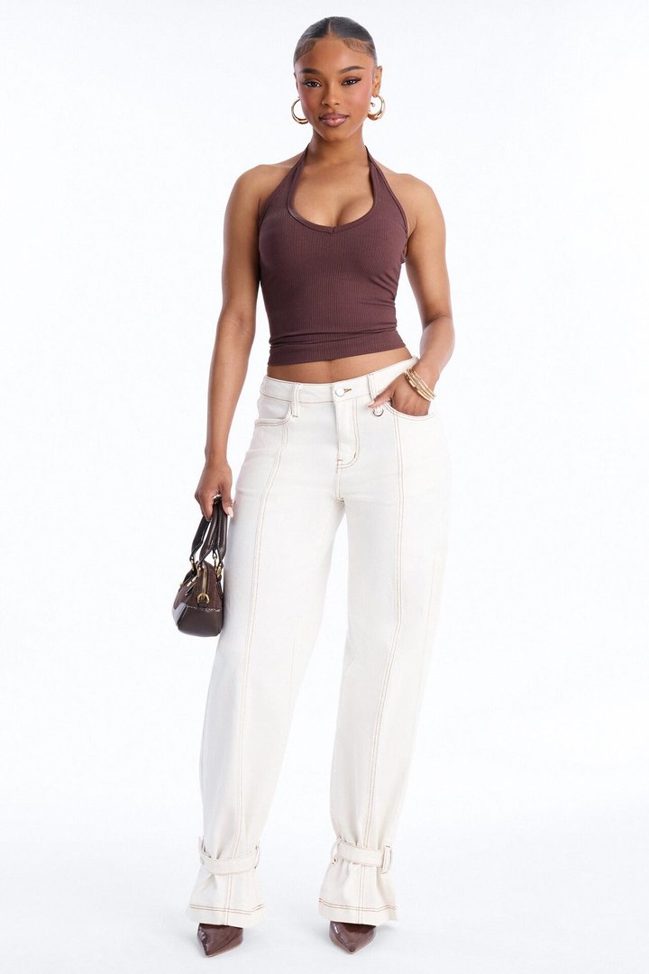 On The Brightside Stretch Straight Leg Jeans - White