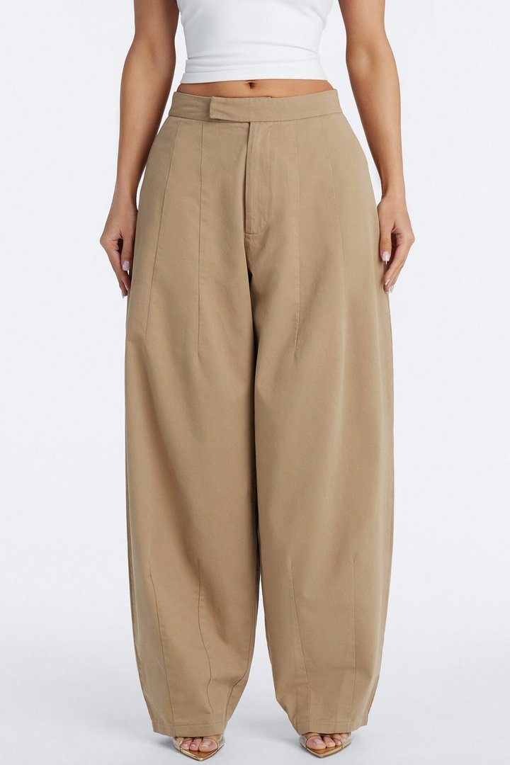 Cora High Rise Barrel Leg Pant 30″ - Khaki