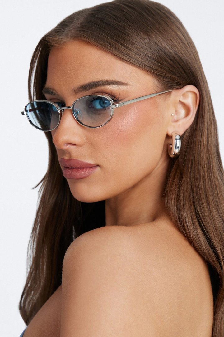 Cali Coast Round Sunglasses - Silver/Blue