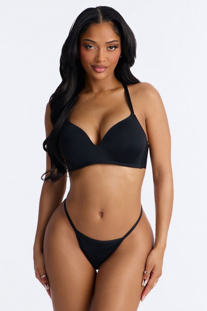 Criss Cross Comfort Wirefree Lightly Padded Bra - Black