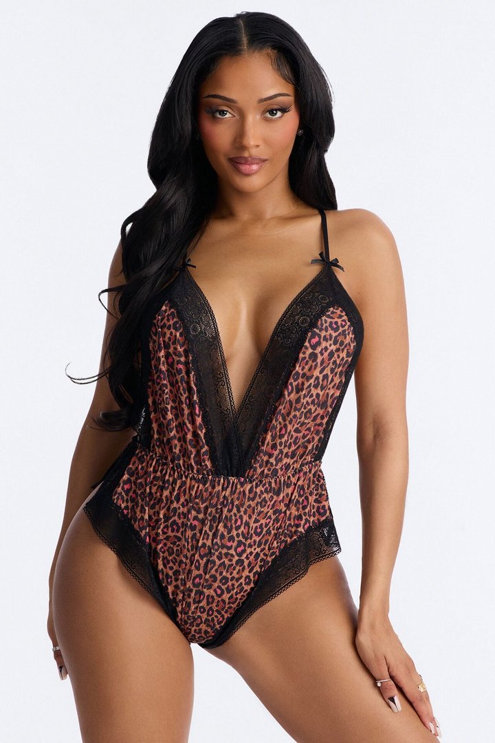 Fiona Open Side Teddy - Leopard