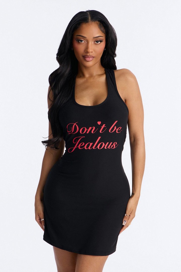 Don't Be Jealous PJ Sleep Dress - Black/Red