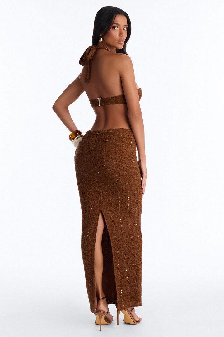 Georgia Cut Out Maxi Dress - Brown