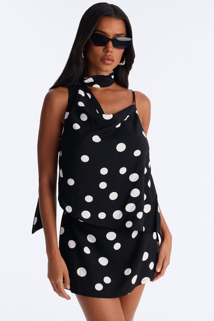 Sweet Spots Polka Dot Skirt Set - Black/White