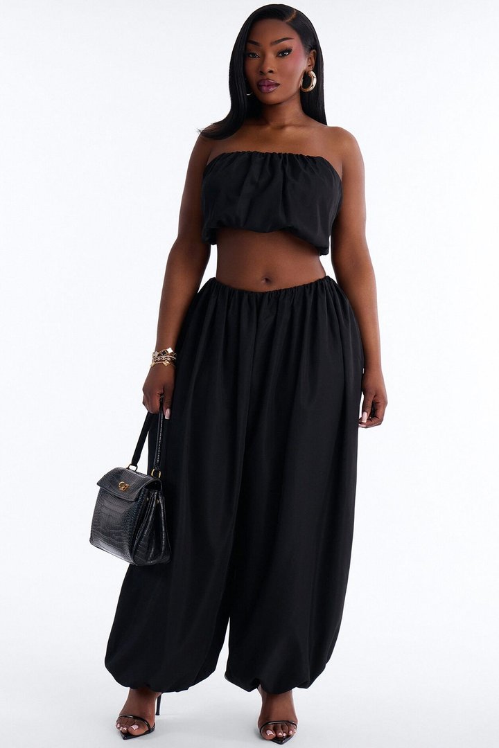 So Into You Balloon Pant Set - Black