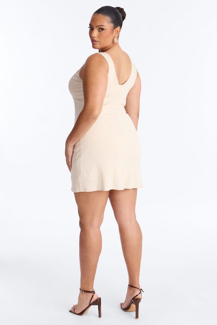 Charlee Sleeveless Stretch Linen Mini Dress - Oatmeal