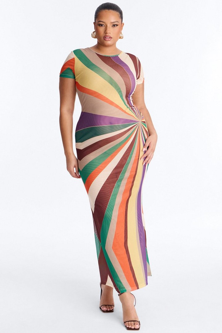 Poolside Babe Mesh Maxi Dress - MultiColor