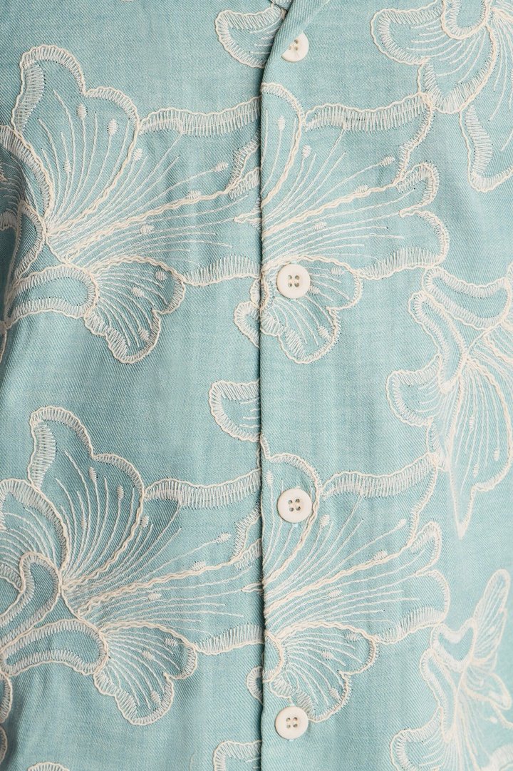 Coastal Drift Cuban Button Up Shirt - Mint