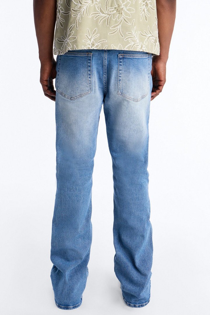 Essential Destroyed Stacked Skinny Flare Stretch Jean - Medium Blue Wash