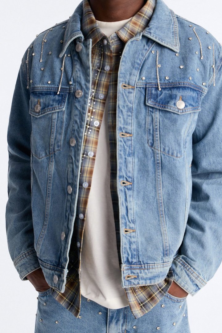 Cropped Street Ice Denim Jacket - Light Wash