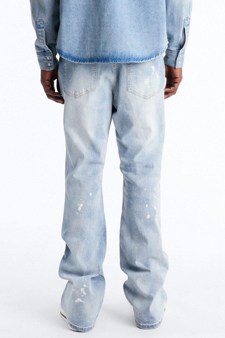 Stacked Skinny Flare Paisley Jungle Jean - Medium Blue Wash