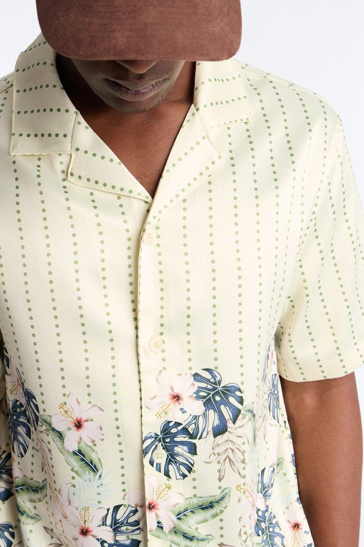 Catalina Island Cuban Collar Button Up Shirt - Yellow