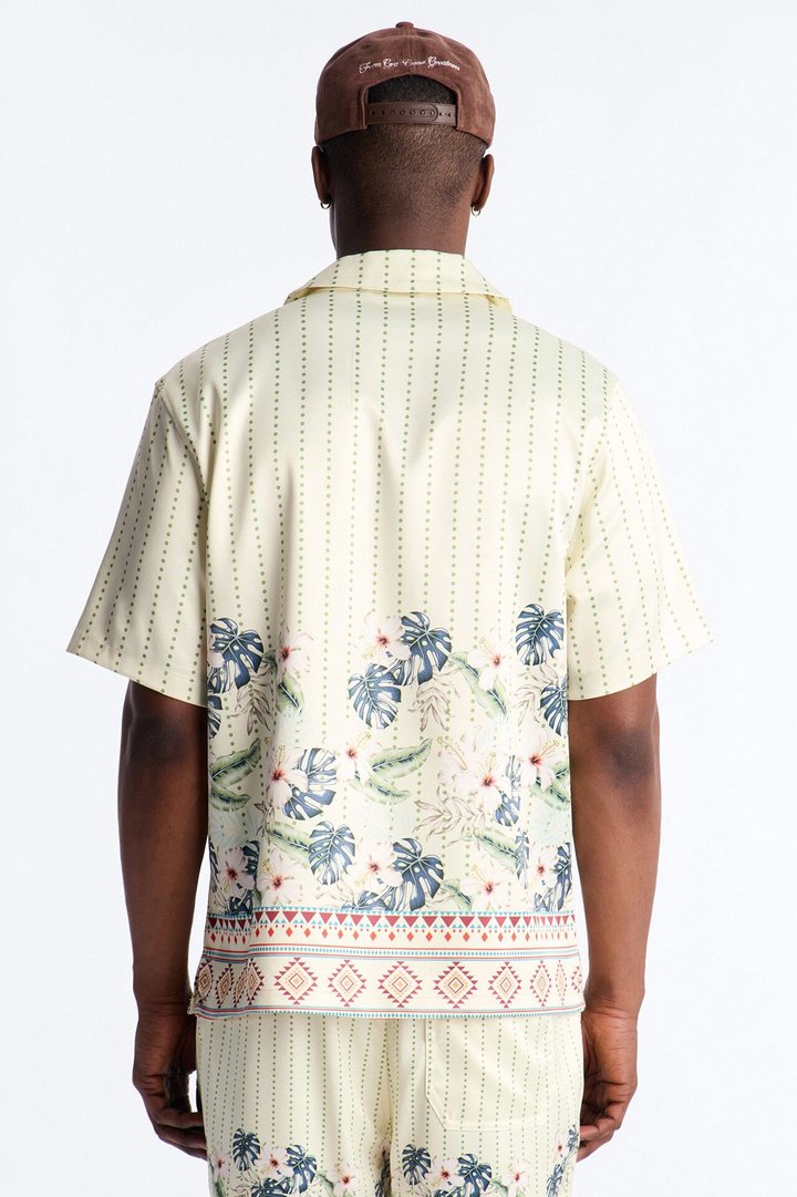 Catalina Island Cuban Collar Button Up Shirt - Yellow