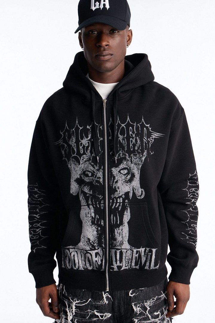 Slayer Tour 1988 Vintage Zip Hoodie - Black Wash
