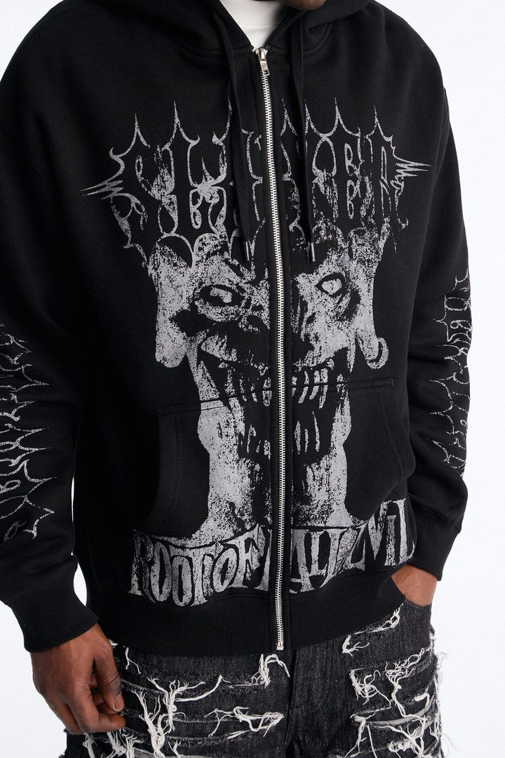 Slayer Tour 1988 Vintage Zip Hoodie - Black Wash