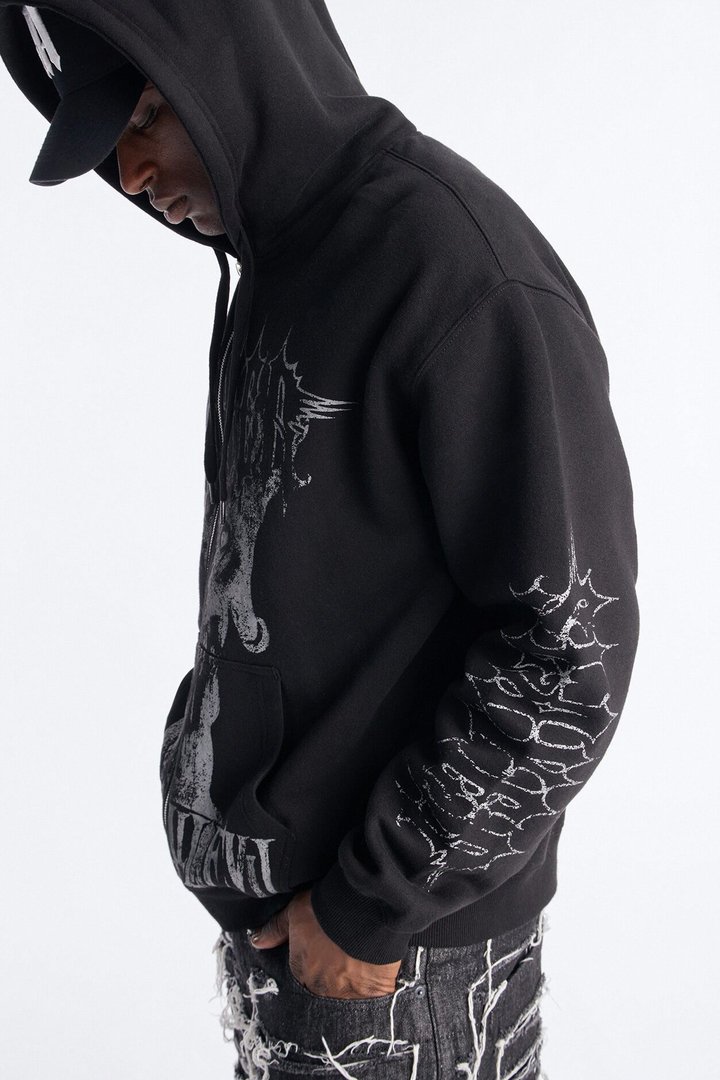 Slayer Tour 1988 Vintage Zip Hoodie - Black Wash