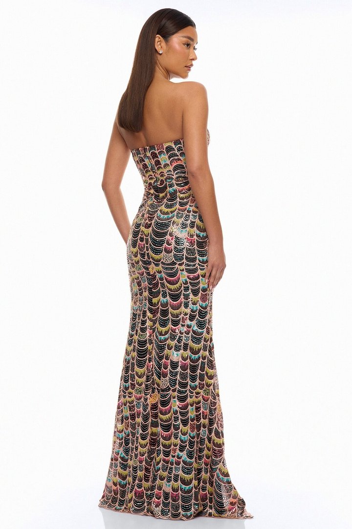 Aliyah Strapless Sequin Gown - Multi Color