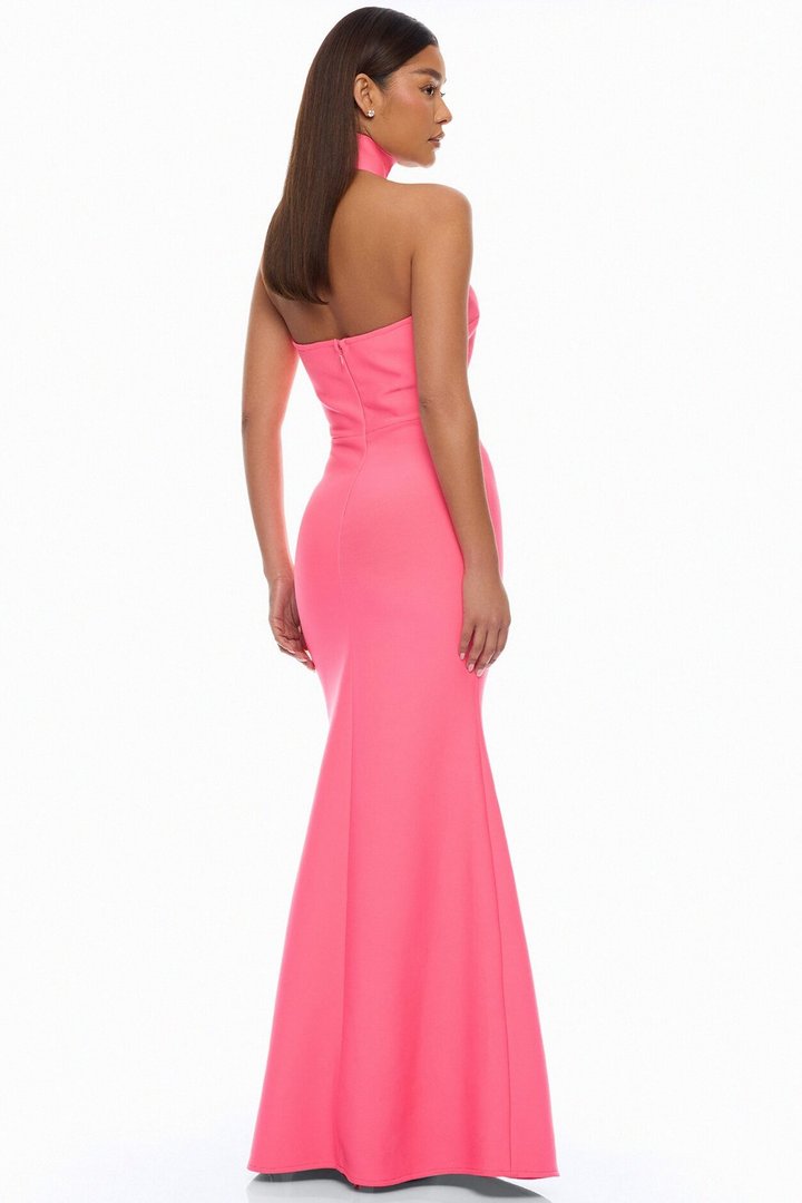 Brandi Choker Bandage Gown - Hot Pink